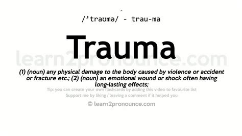 Translate 'trauma' into Tagalog: meaning & definition .